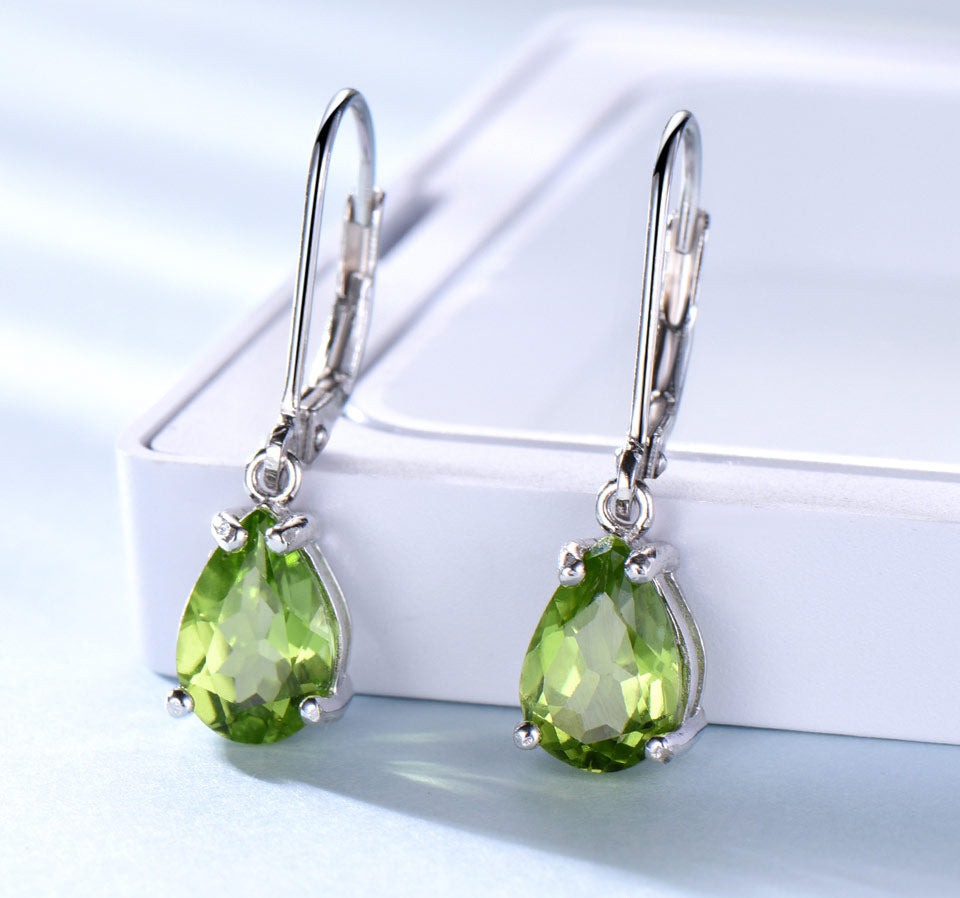 Natural Peridot Gemstone 925 Sterling Silver Stud Earrings-Earrings-Innovato Design-Innovato Design