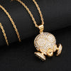 Micro Paved Rhinestone-Studded Skull Bling Stainless Steel Hip-hop Pendant Necklace