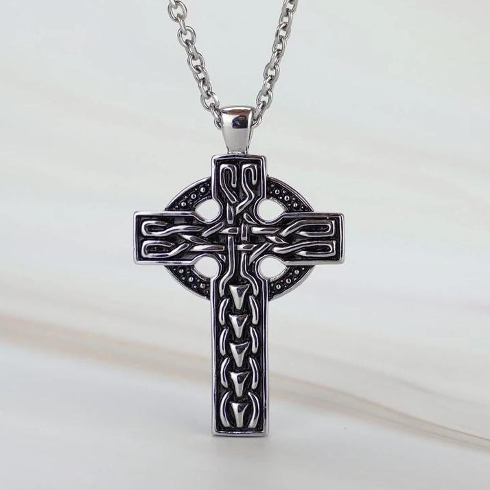Vintage Celtic Cross 316L Stainless Steel Pendant Necklace-Necklaces-Innovato Design-Innovato Design