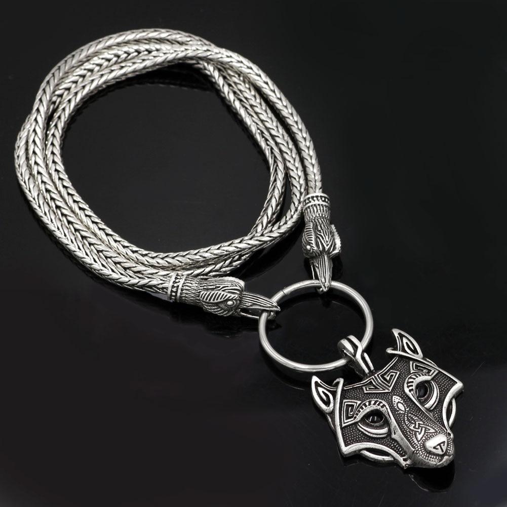 Odin's Raven with Thor's Hammer Pendant Chain Necklace-Necklaces-Innovato Design-Axe-27.5-Innovato Design