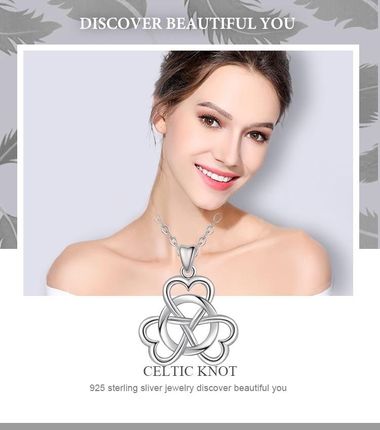 Celtic Shamrock 925 Sterling Silver Clover Knot Pendant Necklace-Necklaces-Innovato Design-18 inch-Innovato Design