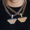 Butterfly Micro Paved Cubic Zirconia Stainless Steel Hip-Hop Pendant Necklace-Necklace-Innovato Design-Gold-18-Innovato Design