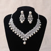 Crystal, Pearl and Rhinestone Tiara, Necklace & Earrings Wedding Jewelry Set-Jewelry Sets-Innovato Design-Innovato Design