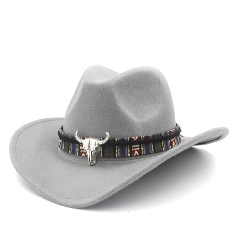 Metal Bull Skull Cowboy Hat with Colorful Patterned Band-Hats-Innovato Design-Beige-Innovato Design