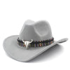 Metal Bull Skull Cowboy Hat with Colorful Patterned Band