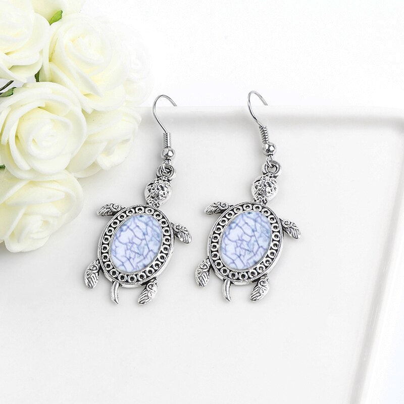 Tortoise Turtle Necklace, Bracelet & Earrings Vintage Jewelry Set-Jewelry Sets-Innovato Design-White-Innovato Design