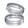 Cubic Zirconia and Plain Titanium Wedding Ring Set-Couple Rings-Innovato Design-7-5-Innovato Design