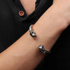 Black/Silver Stainless Steel Skull Bangle Bracelet - InnovatoDesign