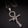 Metallic Snake Ankh Pendant with Cubic Zirconia Crystals Necklace - InnovatoDesign