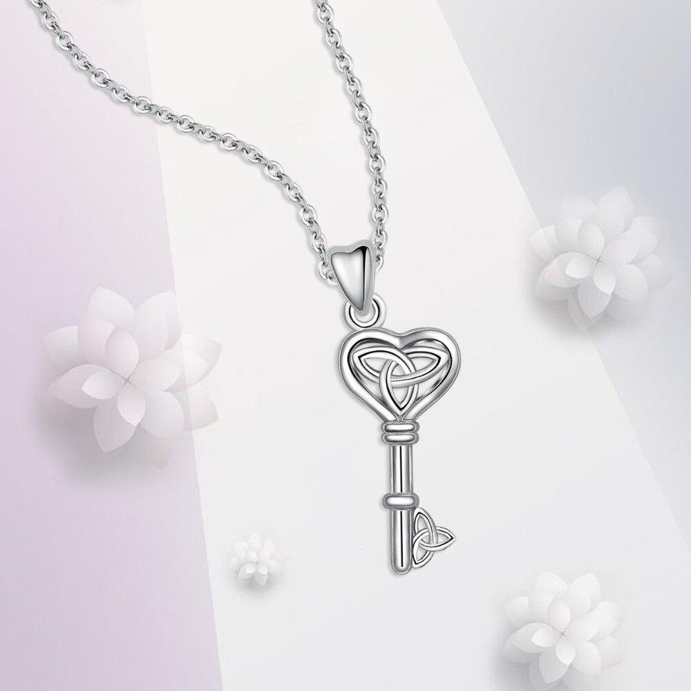 Celtic Trinity Knot Triquetra Key Pendant Necklace 925 Sterling Silver-Necklaces-Innovato Design-Innovato Design