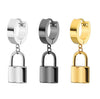 Stainless Steel with Dangle Lock hoop Earrings for Men - InnovatoDesign