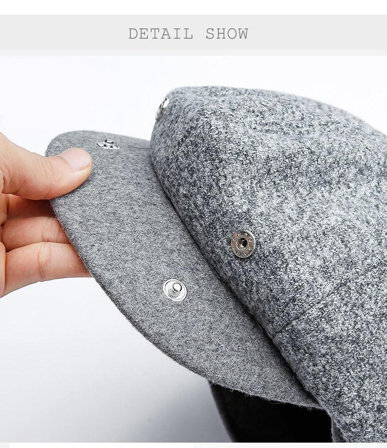 Retro Warm Octagonal Newsboy Cap with Buttons-Hats-Innovato Design-Light Gray-M-Innovato Design