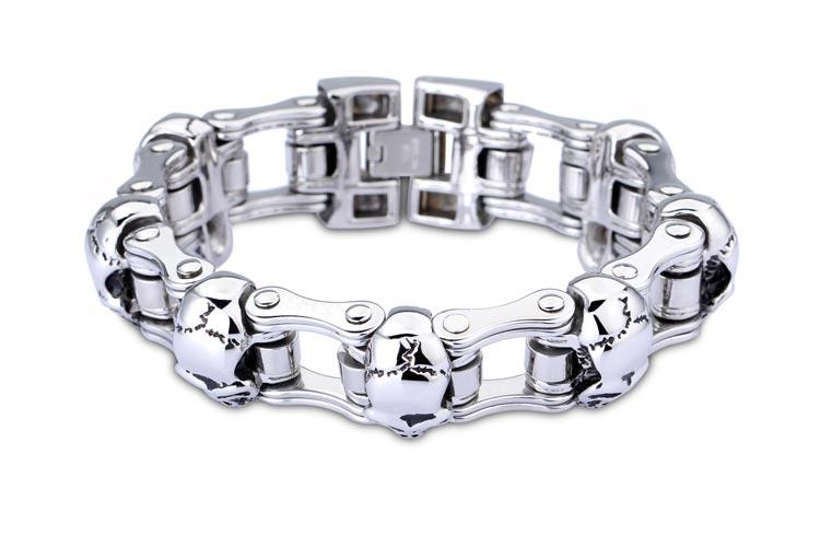 Men’s Stainless Steel Skull Biker Link Chain Bracelet-Skull Bracelet-Innovato Design-Innovato Design