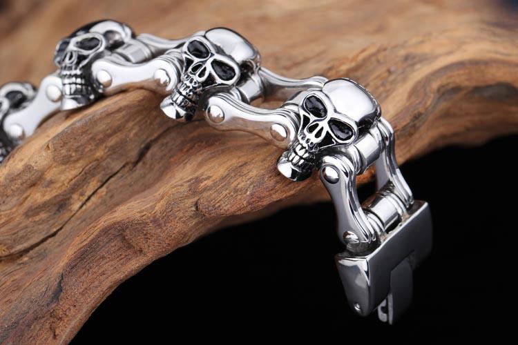 Men’s Stainless Steel Skull Biker Link Chain Bracelet-Skull Bracelet-Innovato Design-Innovato Design
