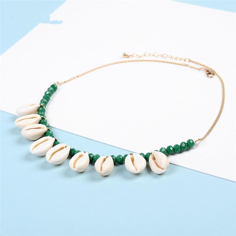 Stone Beaded Choker with Dangling Puka Shells-Necklaces-Innovato Design-Light Yellow-Innovato Design