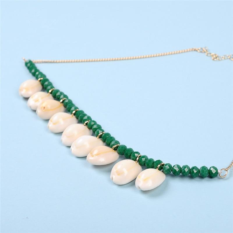 Stone Beaded Choker with Dangling Puka Shells-Necklaces-Innovato Design-Light Yellow-Innovato Design