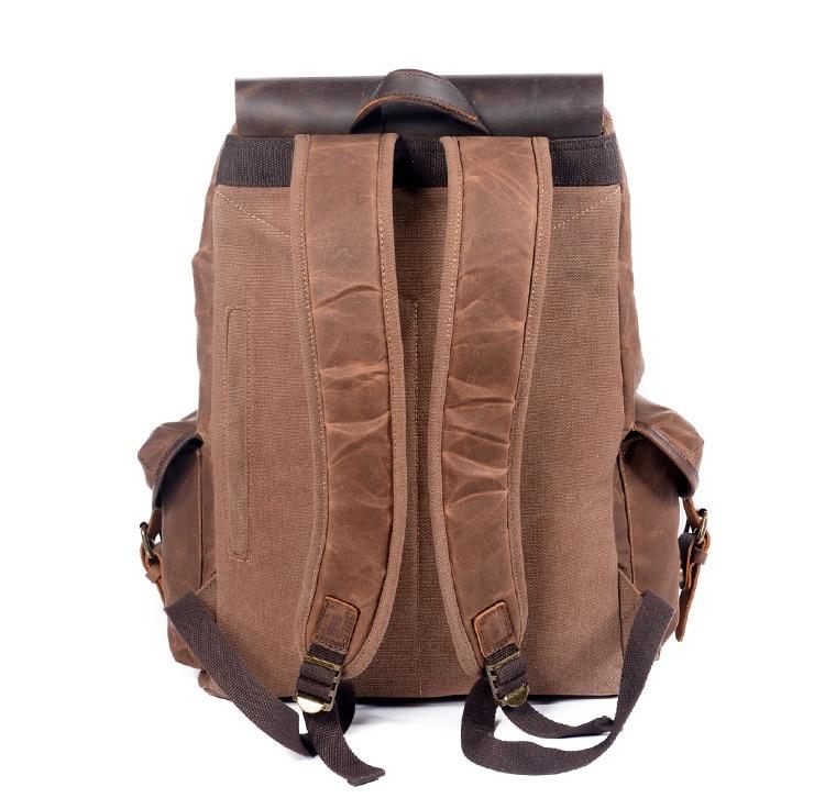 Waxed Multi-functional Waterproof Canvas 20 to 35 Litre Backpack-Canvas and Leather Backpack-Innovato Design-Coffee-Innovato Design