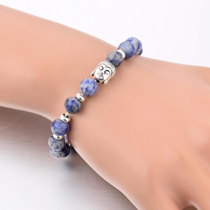 Handmade Natural Stone Skull Charm Bracelet-Skull Bracelet-Innovato Design-Black-Innovato Design