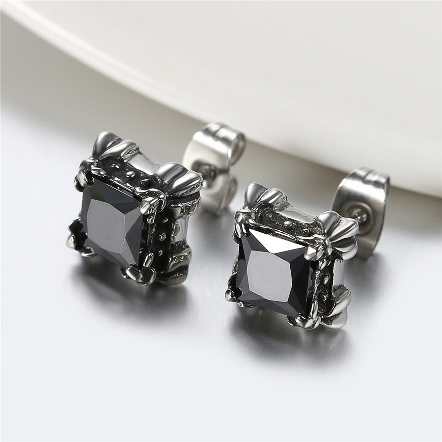 Gothic Flower Cubic Zirconia 316L Stainless Steel Stud Earrings-Earrings-Innovato Design-Red-Innovato Design