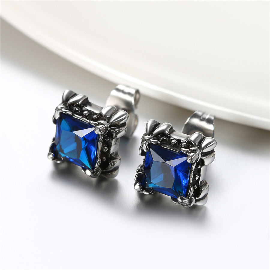 Gothic Flower Cubic Zirconia 316L Stainless Steel Stud Earrings-Earrings-Innovato Design-Red-Innovato Design