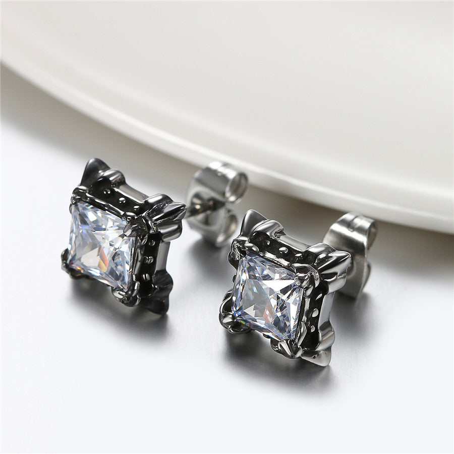 Gothic Flower Cubic Zirconia 316L Stainless Steel Stud Earrings-Earrings-Innovato Design-Red-Innovato Design