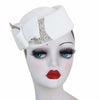 Teardrop Wool Felt Pillbox Fascinator Hat with Bow and Rhinestones-Hats-Innovato Design-Black-Innovato Design