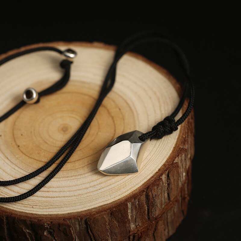 Geometric Shape 925 Sterling Silver Fashion Pendant Necklace-Gothic Necklaces-Innovato Design-Innovato Design