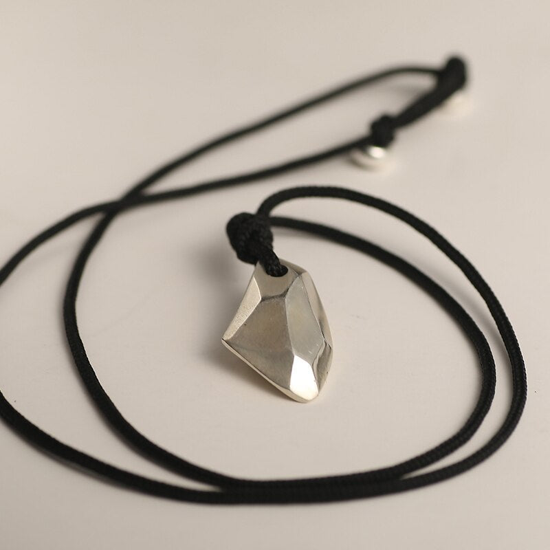 Geometric Shape 925 Sterling Silver Fashion Pendant Necklace-Gothic Necklaces-Innovato Design-Innovato Design