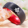 8mm Masonic Red and Black-Plated Tungsten Wedding Ring-Rings-Innovato Design-5-Innovato Design