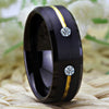 8mm Classic Golden Groove with Cubic Zirconia Inlay Tungsten Wedding Band-Rings-Innovato Design-6-Innovato Design