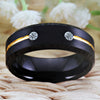 8mm Classic Golden Groove with Cubic Zirconia Inlay Tungsten Wedding Band