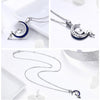 925 Sterling Silver Blue Crystal Crescent Moon and Fairy Pendant Necklace-Necklaces-Innovato Design-Innovato Design