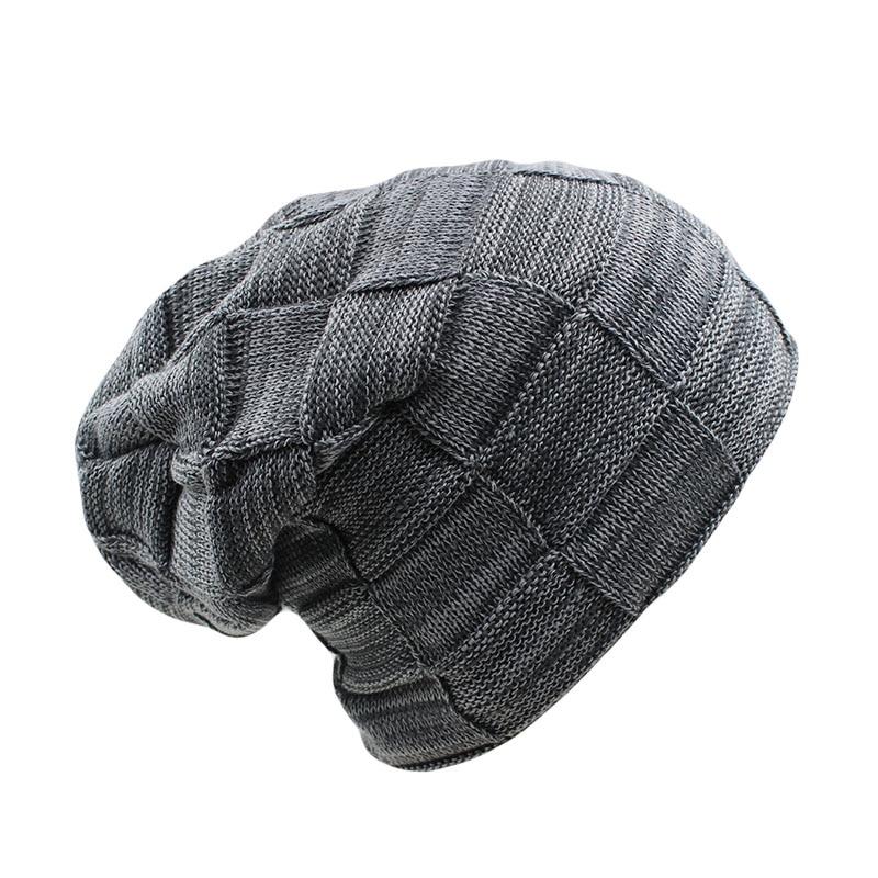 Plaid Thick Wool Beanie, Skullie or Knit Hat-Hats-Innovato Design-Gray-Innovato Design