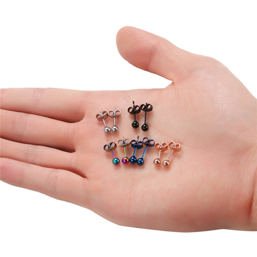 3-8mm 5 Pairs Colored Ball Stainless Steel Trendy Stud Earrings-Earrings-Innovato Design-3mm-Innovato Design