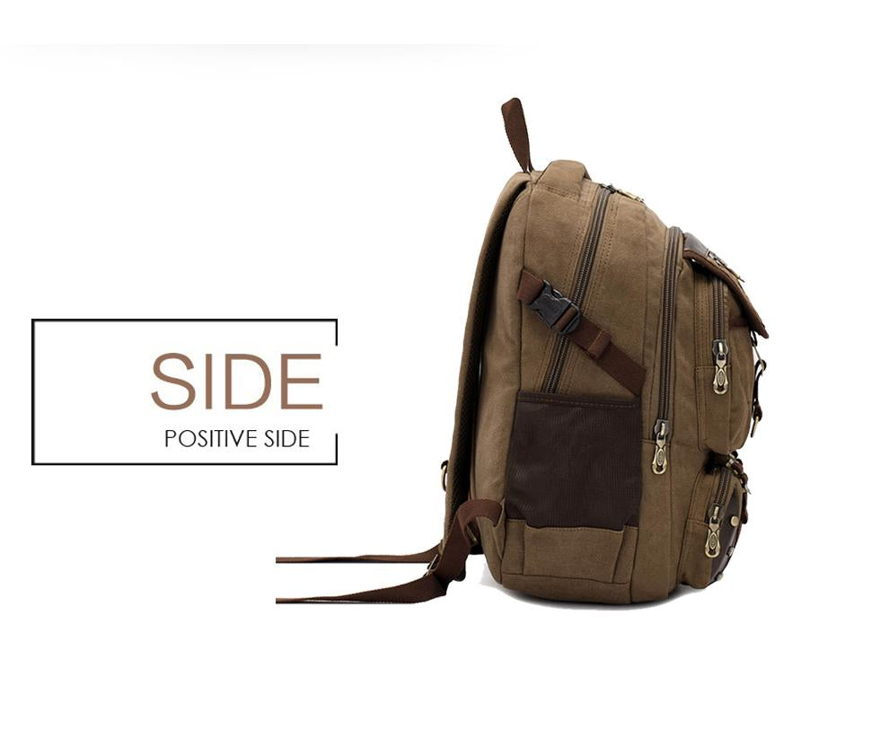 Large Canvas and Leather Travel Backpack in 3 Colors-Backpacks-Innovato Design-Navy-Innovato Design