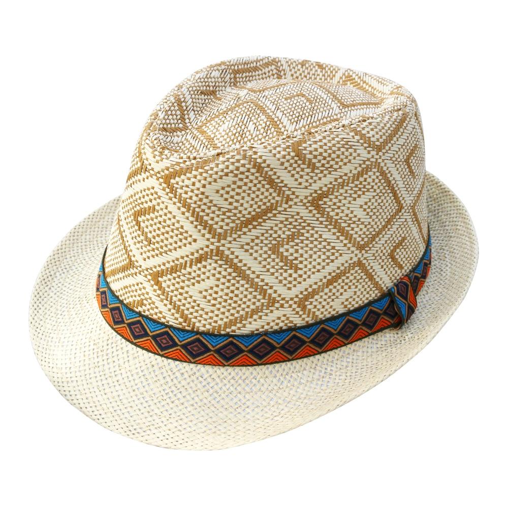 Blue & Orange Belt Straw Panama Hat-Hats-Innovato Design-Beige-Innovato Design