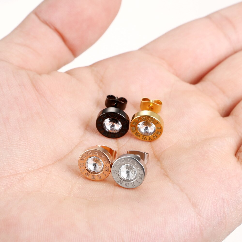 4 Pairs Zirconia Stainless Steel Fashion Stud Earrings-Earrings-Innovato Design-Innovato Design