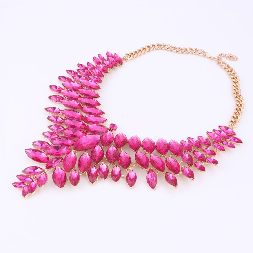 Gold-Plated Crystal Necklace & Earrings Wedding Jewelry Set-Jewelry Sets-Innovato Design-Champagne-Innovato Design