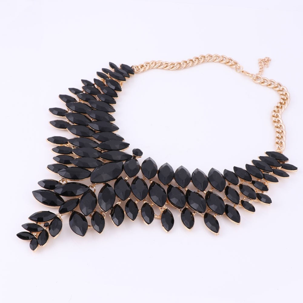 Gold-Plated Crystal Necklace & Earrings Wedding Jewelry Set-Jewelry Sets-Innovato Design-Champagne-Innovato Design