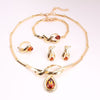 Austrian Crystal Necklace, Bracelet, Earrings & Ring Wedding Statement Jewelry Set