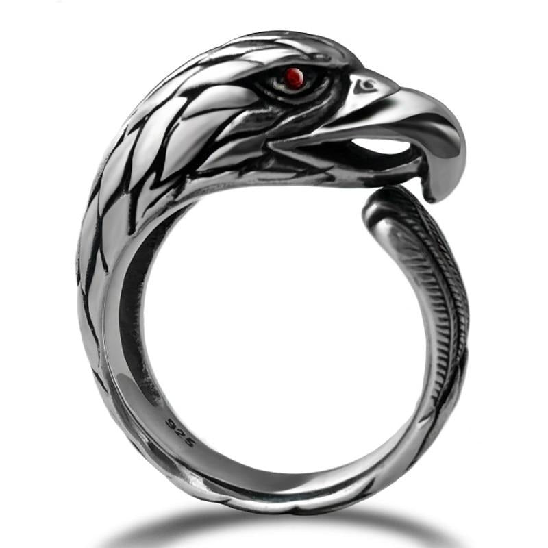 Gothic Animal Red Eye Cubic Zirconia 925 Sterling Silver Adjustable Vintage Punk Rock Biker Ring-Rings-Innovato Design-Innovato Design