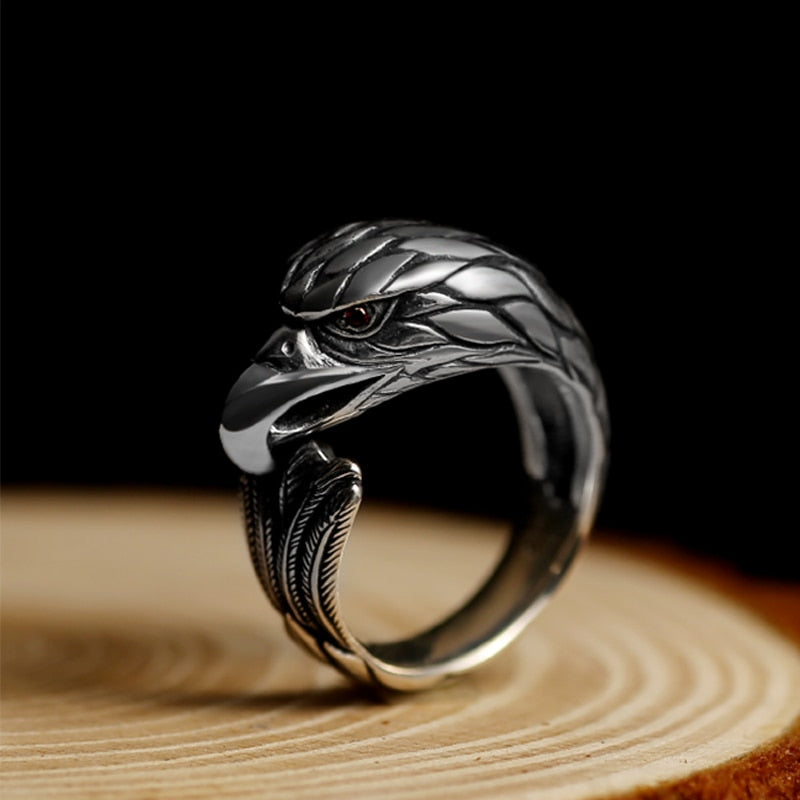 Gothic Animal Red Eye Cubic Zirconia 925 Sterling Silver Adjustable Vintage Punk Rock Biker Ring-Rings-Innovato Design-Innovato Design