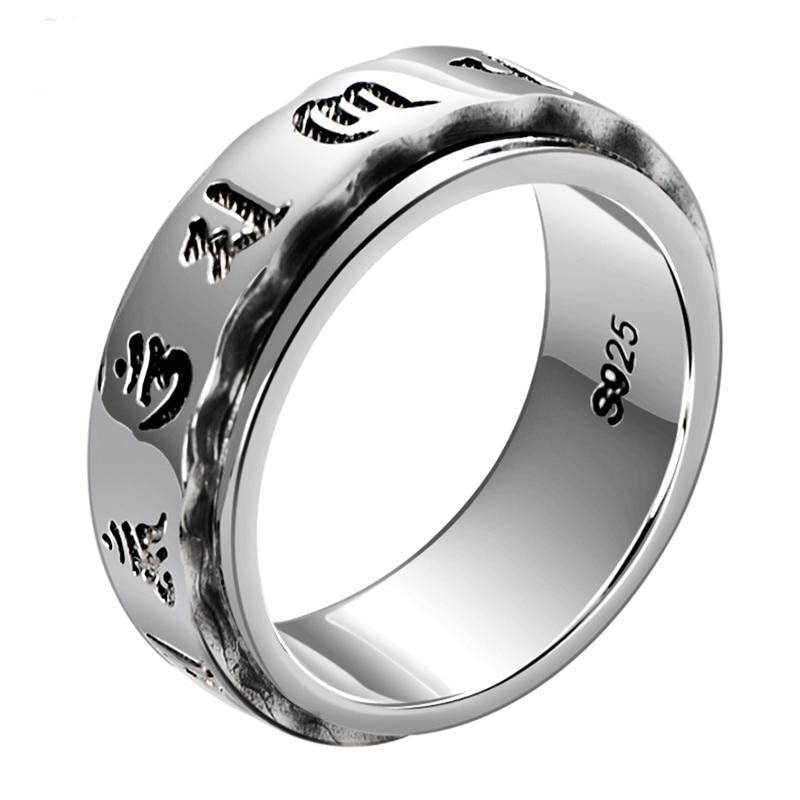Six Words Mantra Signet Spinner 925 Sterling Silver Vintage Punk Ring-Rings-Innovato Design-6.5-Innovato Design