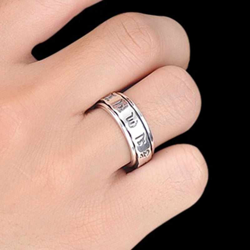 Six Words Mantra Signet Spinner 925 Sterling Silver Vintage Punk Ring-Rings-Innovato Design-6.5-Innovato Design