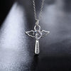 Angelic Sterling Silver Winged Crystal Heart Cross Pendant Necklace - InnovatoDesign