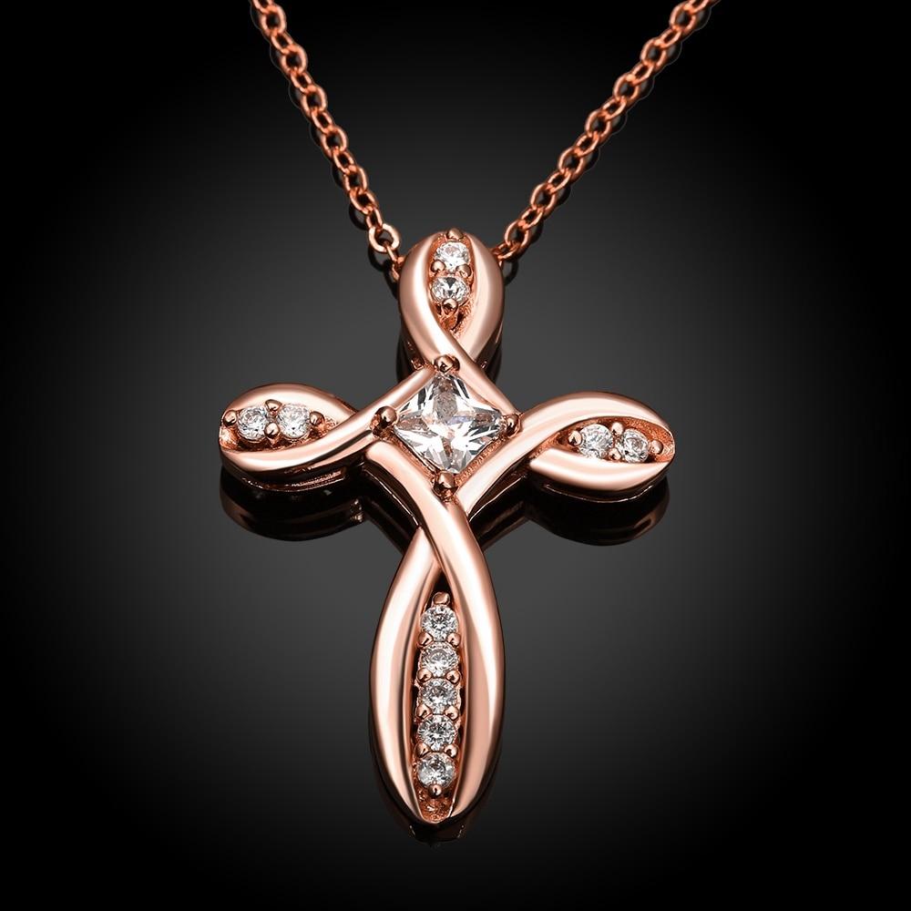 Twisted Knot Cross with Crystals Pendant and Infinity Necklace-Necklaces-Innovato Design-Gold-Innovato Design
