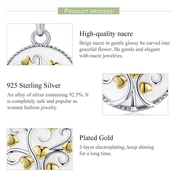 925 Sterling Silver Tree of Life with Gold Plated Hearts Pendant Necklace-Necklaces-Innovato Design-Innovato Design