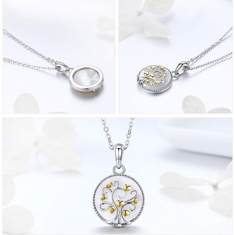 925 Sterling Silver Tree of Life with Gold Plated Hearts Pendant Necklace-Necklaces-Innovato Design-Innovato Design