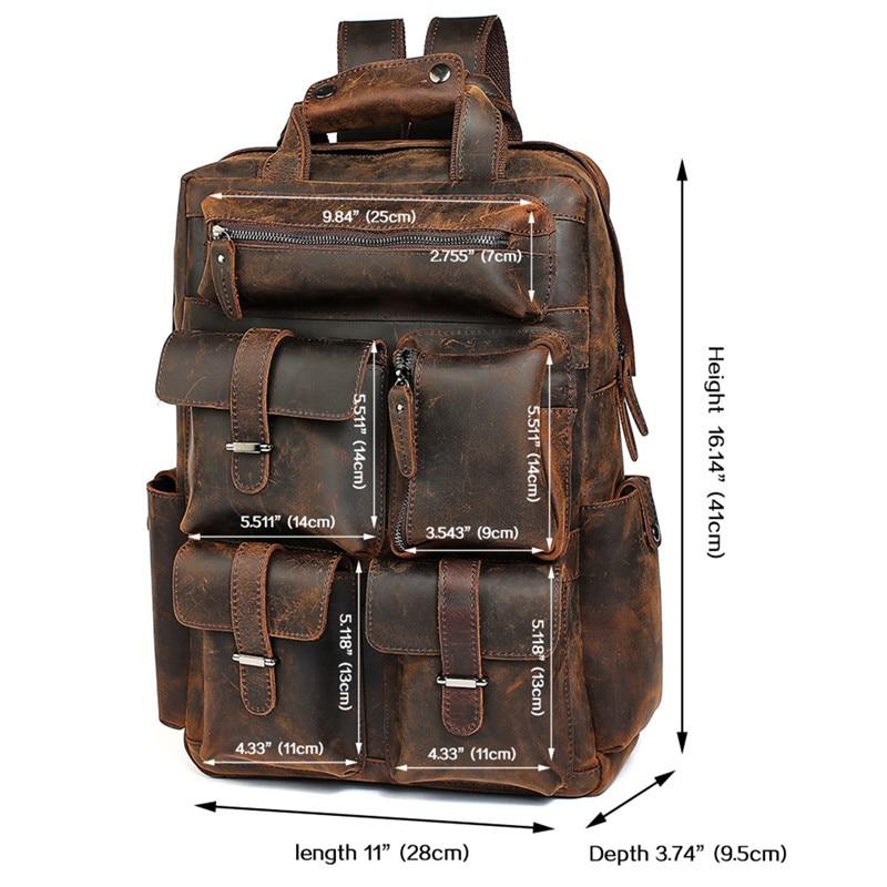 Brown Genuine Leather 15.6 Inch Travel Backpack 20 to 35 Litre-Canvas and Leather Backpack-Innovato Design-Innovato Design