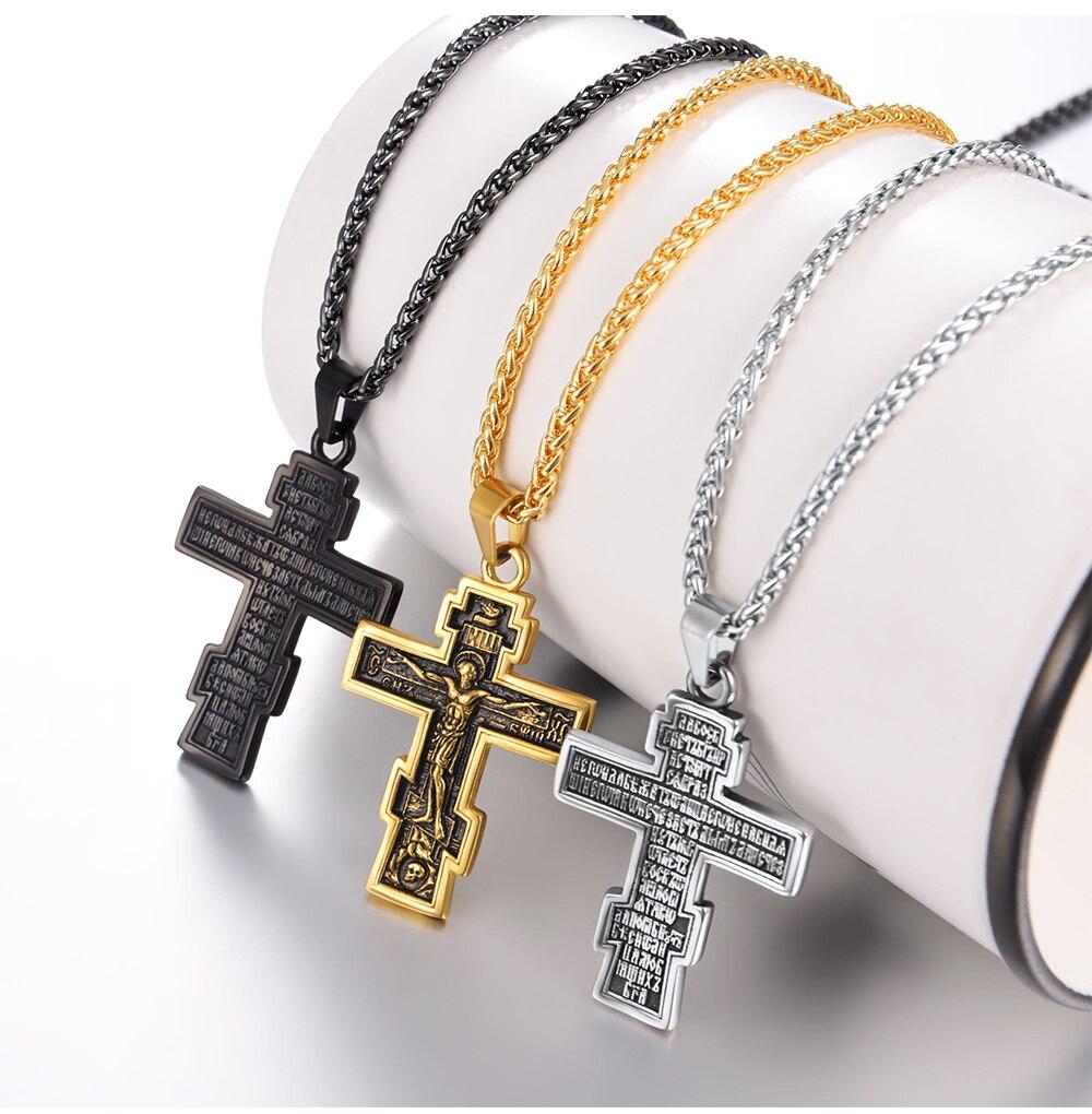 Orthodox Cross with Jesus of Nazareth Pendant Necklace-Necklaces-Innovato Design-Silver-Innovato Design